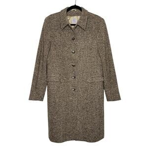 Vintage 90s Minimalist Textured Wool Tweed Coat | USA Made